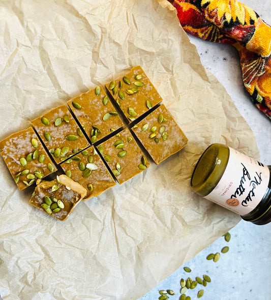 Nut free vegan Mother Butter pumpkin spice quick freezer fudge