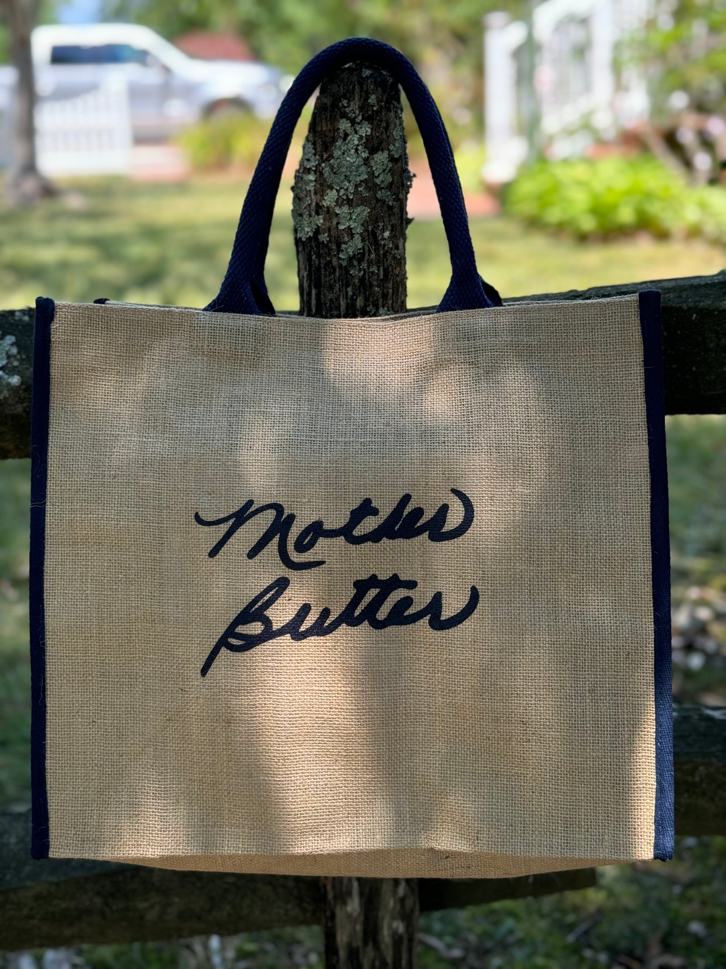 Mother Butter Farmers Market Jute Tote Bag